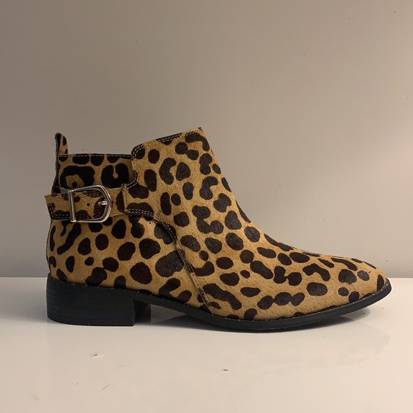 Steven by Steve Madden Genuine Calf Hair Leopard Print Buckle Boots - Picture 2 of 10
